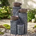 Levede Water Fountain Feature 4 Tier LED Resin Outdoor for Garden Patio Grey