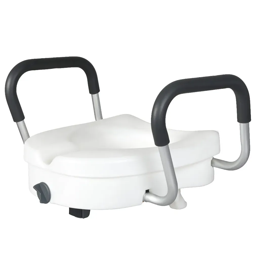 Levede Raised Toilet Seat with Handles Adjustable Height Aid Seniors White