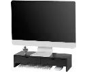 Black Monitor Stand Desk Organizer with 2 Drawers