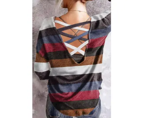 Azura Exchange Crisscross Back Long Sleeve Top 