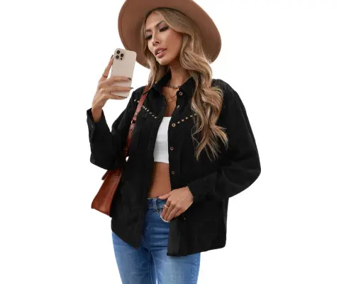 Azura Exchange Buttoned Corduroy Shirt with Pockets 