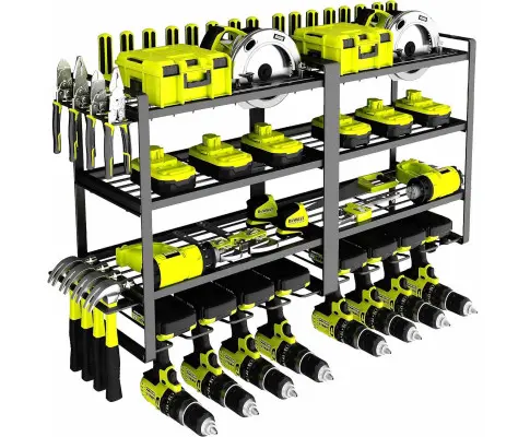 Large Power Tool Organizer 4 Layers Garage Tool Storage Rack Workshop Tool Shelf Drill Pliers Hammer Rack