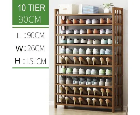 10 Tier Tower Bamboo Wooden Shoe Rack Corner Shelf Stand Storage Organizer