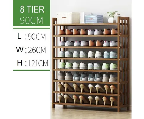 8 Tier Tower Bamboo Wooden Shoe Rack Corner Shelf Stand Storage Organizer