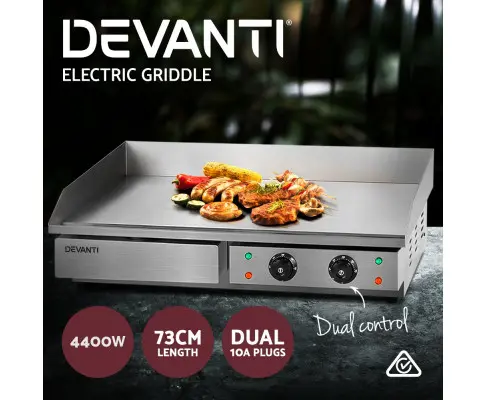 Devanti Commercial Electric Griddle 54cm BBQ Grill Plate 4400W