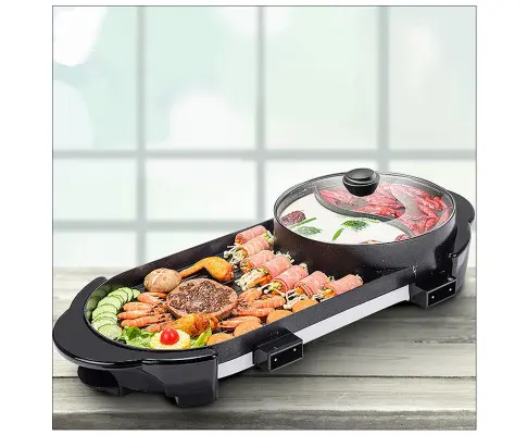 2 in 1 BBQ Barbecue Electronic Pan Grill Teppanyaki Hot Pot Hotpot Steamboat