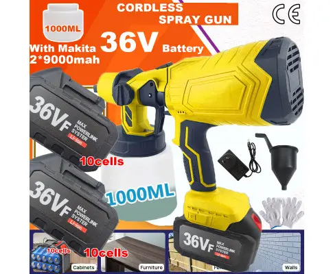 Cordless High Pressure Airless Spray Gun Paint Sprayer For Makita 36V Battery