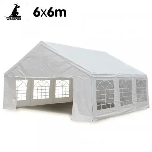 WALLAROO 6X6M OUTDOOR EVENT MARQUEE GAZEBO PARTY WEDDING TENT - WHITE
