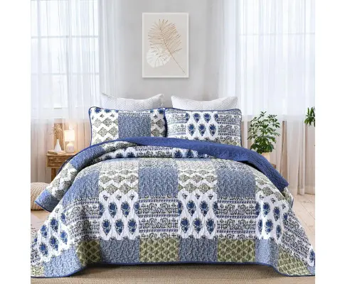 Gorgeous Quilted bedspread and pillowcovers set: Comfortable Elegance - Queen size