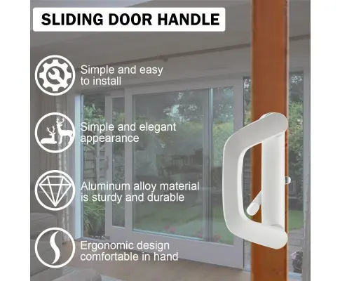 Sliding Patio Door Handle Set Mortise Lock Suitable for Sliding Glass Patio Door Keyed White