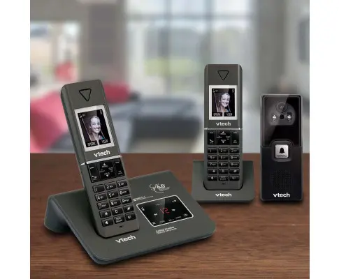 VTech 15951 Twin DECT 6.0 Cordless Home Phone w Video Doorbell Answering Machine