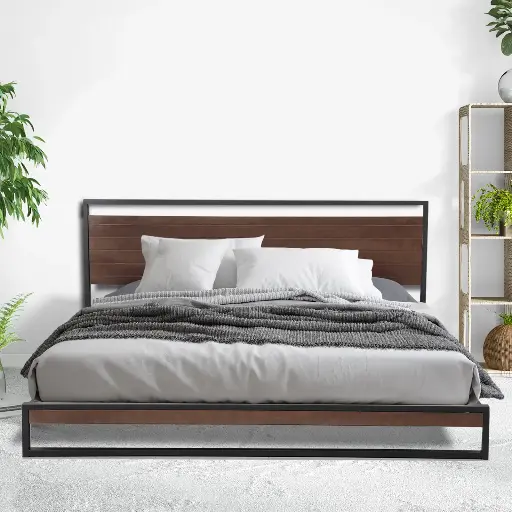 Milano Decor Azure Bed Frame with Headboard Black - Single