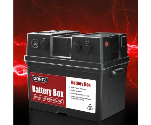 Giantz Battery Box 500W Inverter Deep Cycle Battery Portable Caravan Camping USB