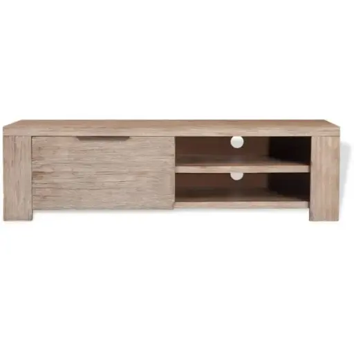 TV CABINET SOLID BRUSHED ACACIA WOOD 140X38X40 CM
