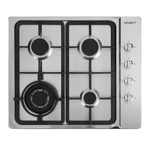 Devanti Gas Cooktop 60cm Stove Hob Silvir