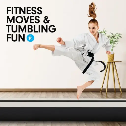 7m Airtrack Tumbling Mat Gymnastics Exercise 20cm Air Track Grey Black