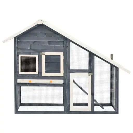 Rabbit Hutch Grey And White 140x63x120 Cm Solid Firwood