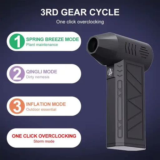 Black High-Speed Mini Turbo Fan for Camping and Outdoor Use