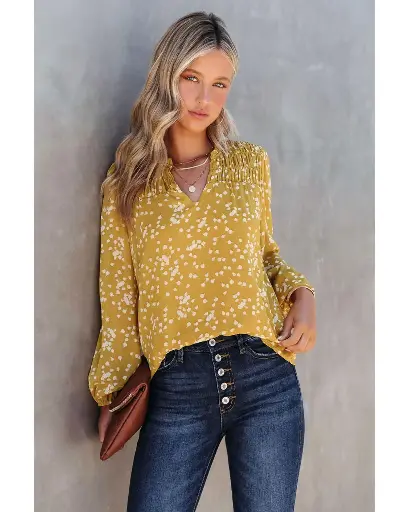Azura Exchange Printed Crinkled Blouse 