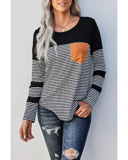 Azura Exchange Pinstripe Patch Pocket Top 