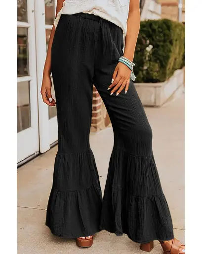 Azura Exchange Textured Ruffled Bell Bottom Pants