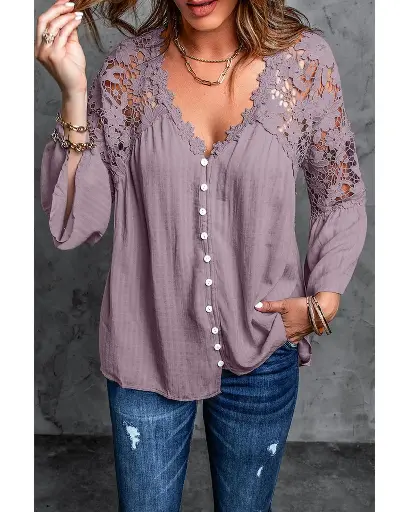 Azura Exchange Lace Button Top