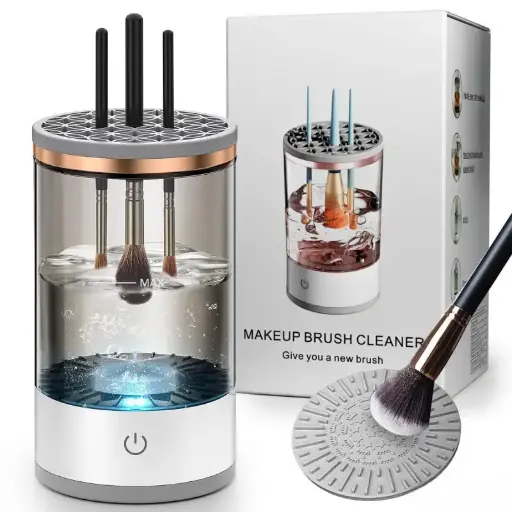 Transparent USB-Powered Automatic Makeup Brush Cleaner