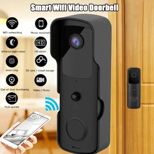 Wireless Smart Doorbell With Two-Way Intercom & Night Vision - Battery Powered [black]