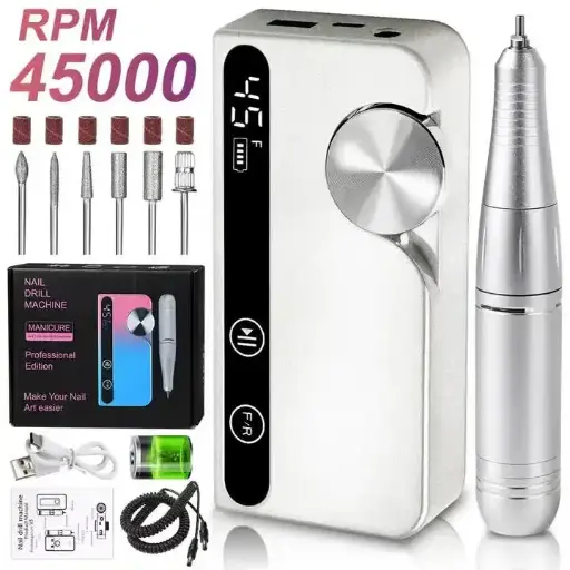 White Portable Rechargeable Electric Nail Drill