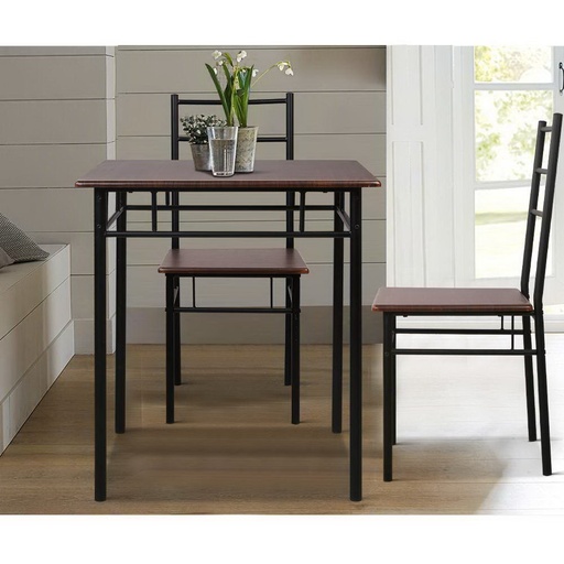 Artiss Dining Table And Chairs Set of 3 Walnut