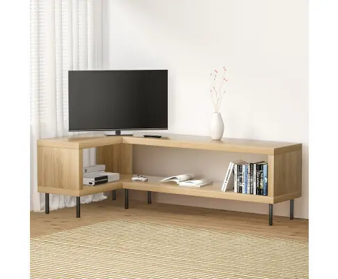 Artiss Corner Entertainment Unit TV Cabinet Display Storage Shelf Wooden Pine